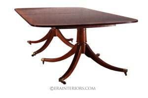 sheraton double pedestal dining table with reeded legs
